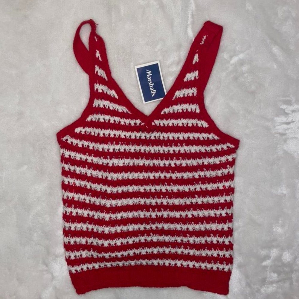 Marshalls Knitted Striped Cropped Tank Top